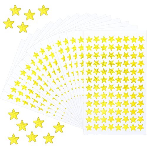 1920 Pieces Gold Star Stickers,20 Sheets Self-Adhesive Golden Stars Mini