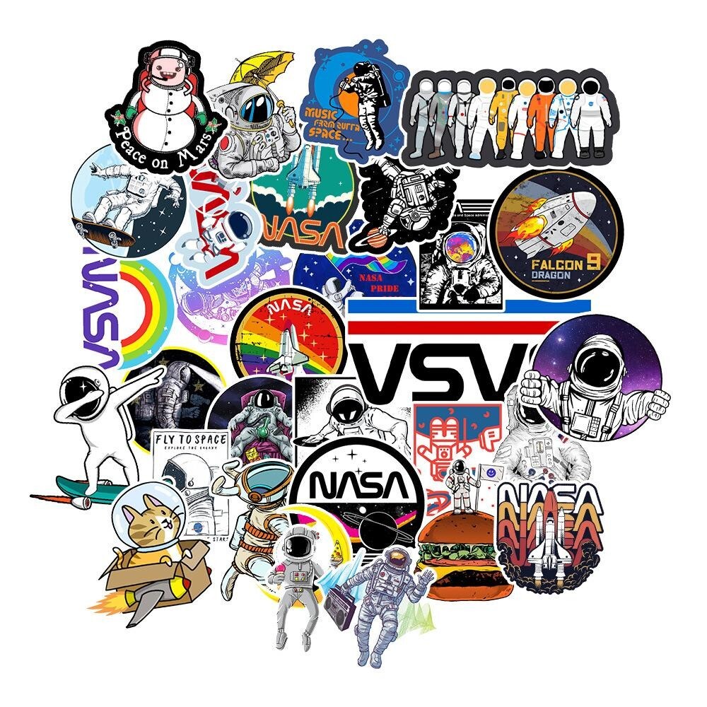 NASA Stickers Space Shuttle Launch Vinyl Decals Rocket Missions Pack Lot 50 pcs