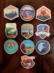 STICKERS x 10 National Parks Joshua,Big Bend,Olympic,Theodore Acadia TR2