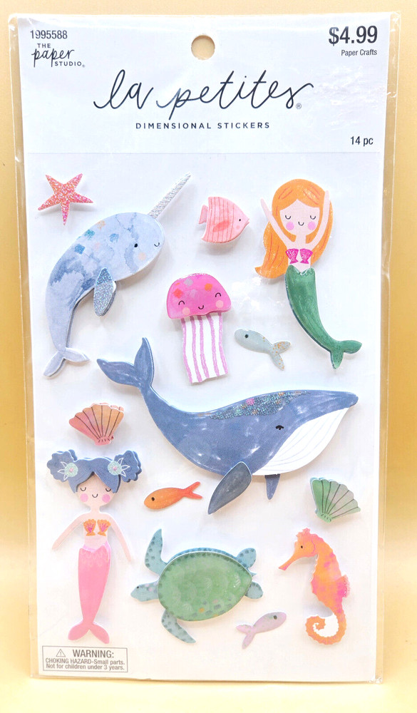 Paper Studio 2020 La Petites 3D Dimensional Stickers UNDER THE OCEAN, NEW