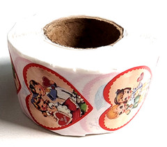 Retro Valentine Stickers Roll 500 Count 1″ Heart Love Romance Scrapbook Craft