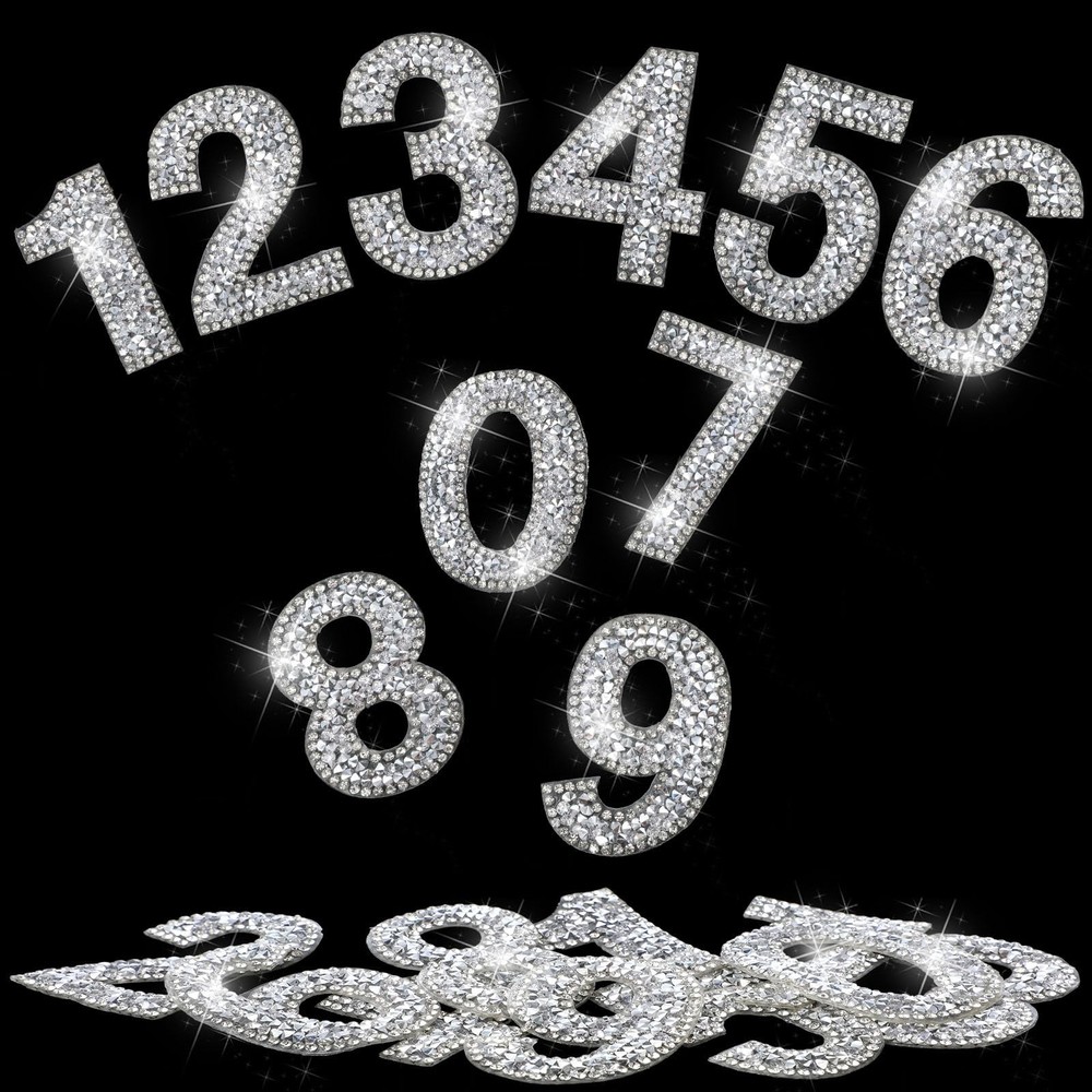 Yinder 60pcs Bling Rhinestone Numbers Self-Adhesive Glitter Number Crystal Ir…