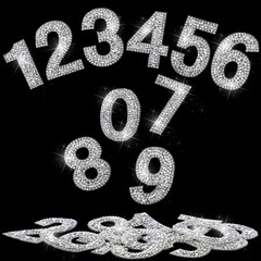 Yinder 60pcs Bling Rhinestone Numbers Self-Adhesive Glitter Number Crystal Ir…