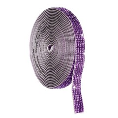 4 Yard 5 Rows Self Adhesive Crystal Rhinestone Ribbon Roll Dark Purple