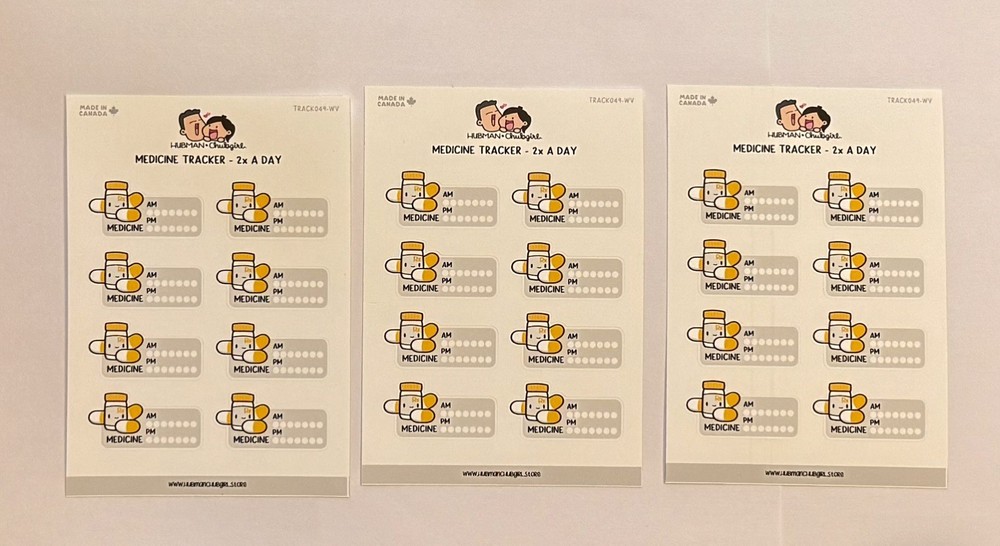 Hubman and Chubgirl Medication Tracker Planner Stickers Set of 3 NEW