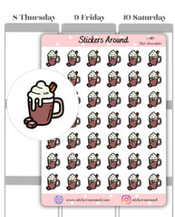 Hot Chocolate Planner Sticker, Hot Drink Sticker, Calendar and Scrapbook Sticker
