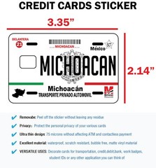 Michoacan Credit Card Skin Cover Vinyl Stickers (4 Pack) MICH Mexican Decal