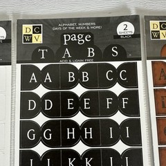DCWV Stickers Scrapbooking Page Tabs White Black Brown Alphabet Letters Words