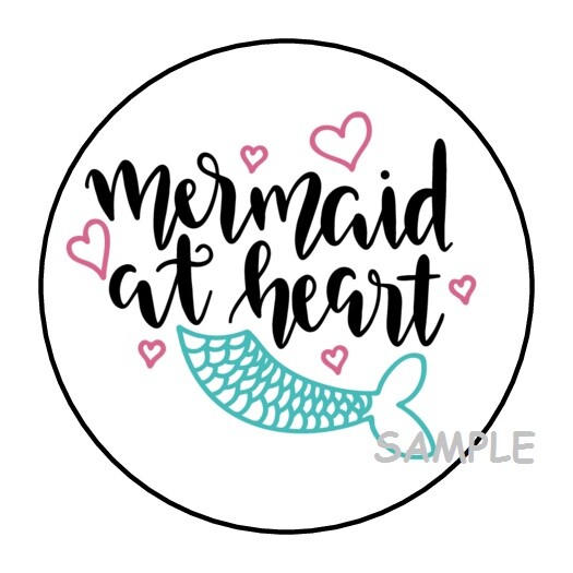 30 MERMAID AT HEART ENVELOPE SEALS LABELS STICKERS 1.5″ ROUND PARTY FAVORS GIFTS