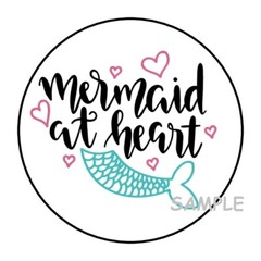 30 MERMAID AT HEART ENVELOPE SEALS LABELS STICKERS 1.5″ ROUND PARTY FAVORS GIFTS