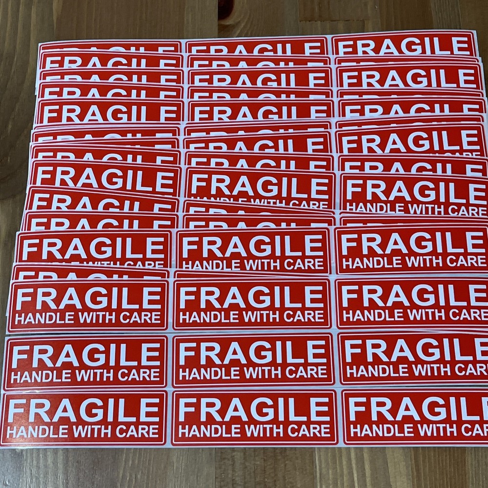 50pcs FRAGILE HANDLE WITH CARE 1″x3″ FRAGILE Stickers Packaging Safety Mailing