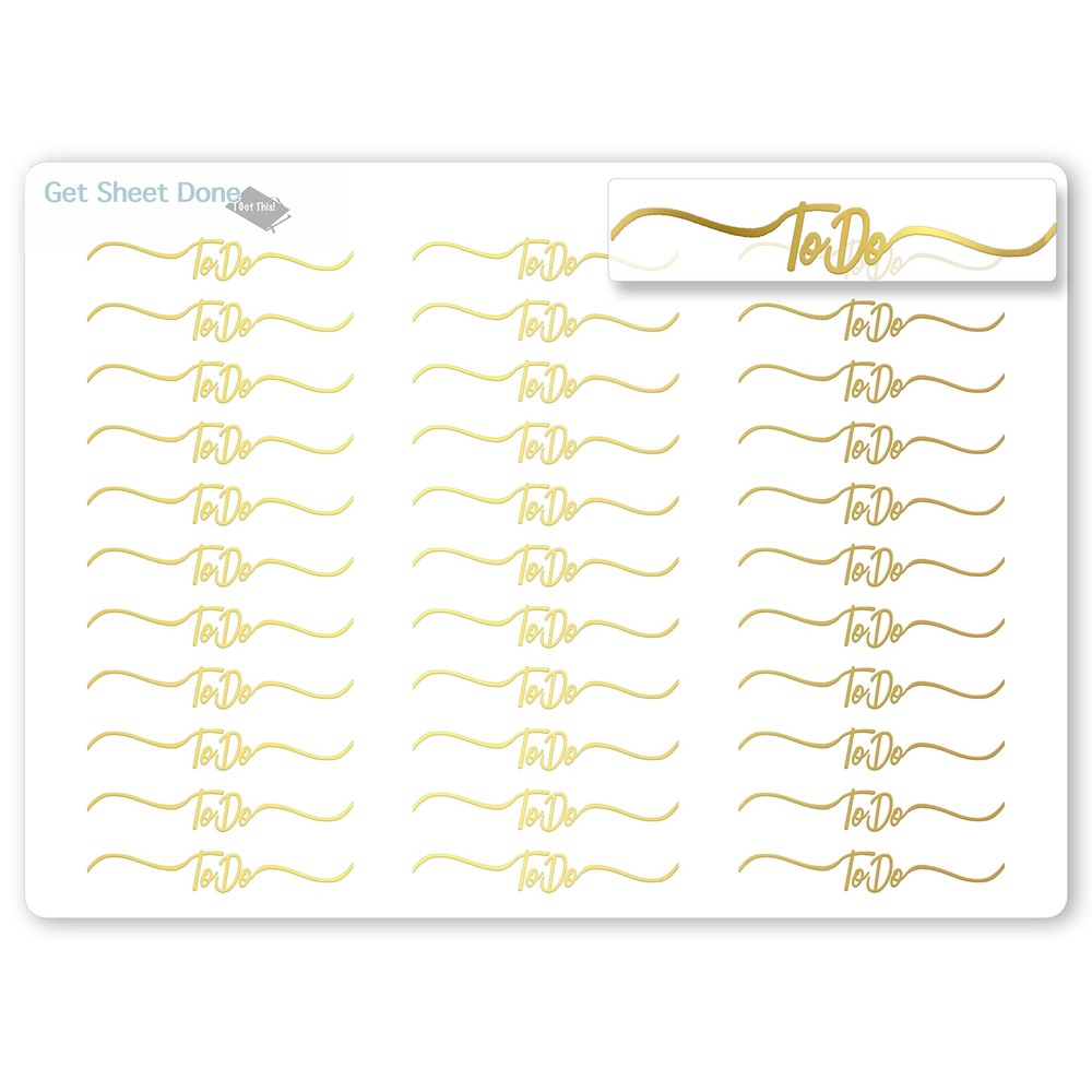 ToDo Planner Stickers / 1.5” Planner Headers/Text Script Stickers /  GOLD