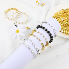 1800Pcs Silver & Gold Round Spacer Beads 3 Sizes Smooth Loose Ball Beads Alph…