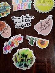 STICKERS x 12 Positive Affirmation Choose Happy You are My Sunshine Flowers 23Y5