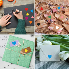 500Pcs White Heart Stickers 1 Inch Self-Adhesive Stickers Coding Label for DIY C