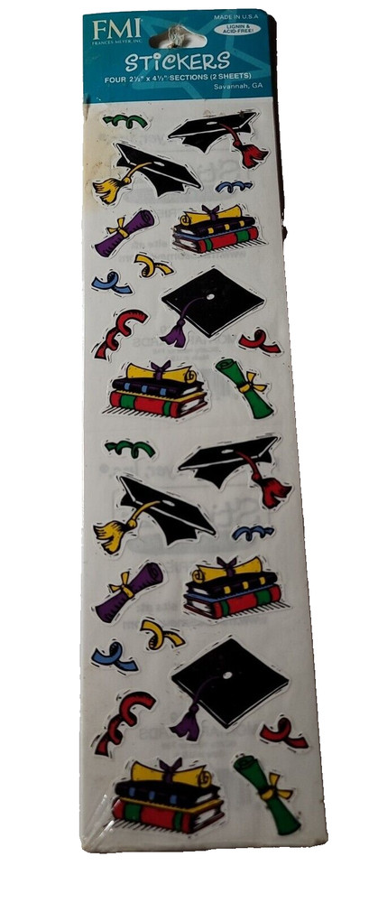 Frances Meyer Sticker Graduation Party 4 2 1/2″×4 1/2″ 2 Sheets NIP VTG FMI