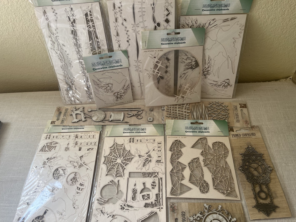 Large Lot of Designer Chipboard Embellishments Scrapinier/Little Birdie 12 NIP