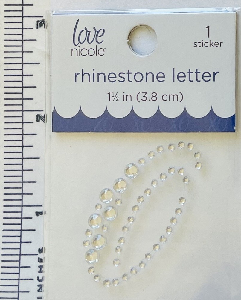 Letter Cursive Q Rhinestone Sticker 1.5″ Clear Crystal Scrapbook Monogram Bling