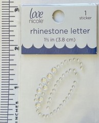 Letter Cursive Q Rhinestone Sticker 1.5″ Clear Crystal Scrapbook Monogram Bling