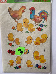 Vintage Oster-Schmuck Hen & Chicks Rooster Stickers ~ So Cute!