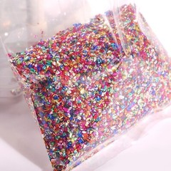45 G Mixed Color Glass Crushed Chips Irregular Shape Nail Art Tips + Storage Box