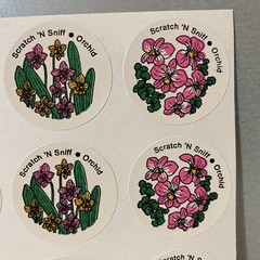 Vintage CTP Scratch ‘N Sniff Orchid Flower Stickers