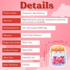 Birthday Gifts for Kids | 100 PCS Valentines Stickers – Toddler Valentine’