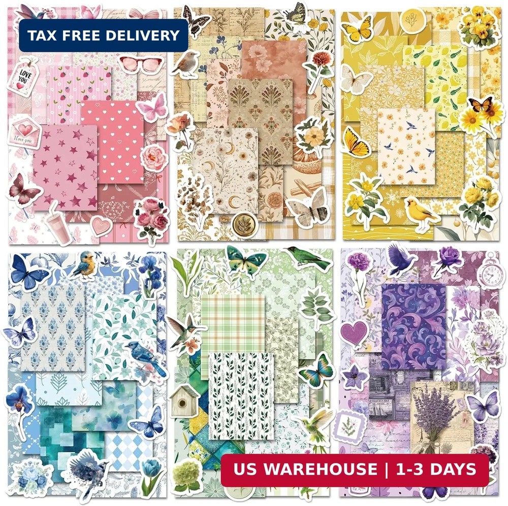 540 PCS Vintage Floral Scrapbook Supplies & Scrapbook Stickers, Junk Journal Sup
