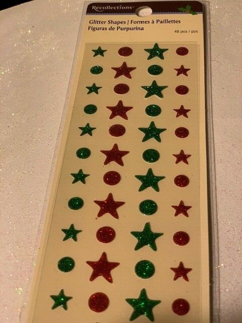 RECOLLECTIONS 3D STICKERS CHRISTMAS GREEN RED STARS DOTS ACRYLIC STICKERS