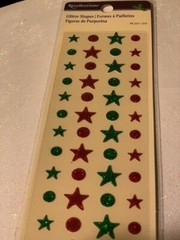 RECOLLECTIONS 3D STICKERS CHRISTMAS GREEN RED STARS DOTS ACRYLIC STICKERS