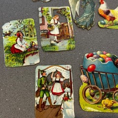Vintage Airplane & Easter Die Cut Scrap Lot 15 Pc Rabbits Roosters Angels German