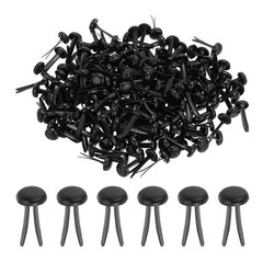 100 Pcs Paper Brass Fasteners Split Pins Pastel Mini, Black, 8 x 15 mm