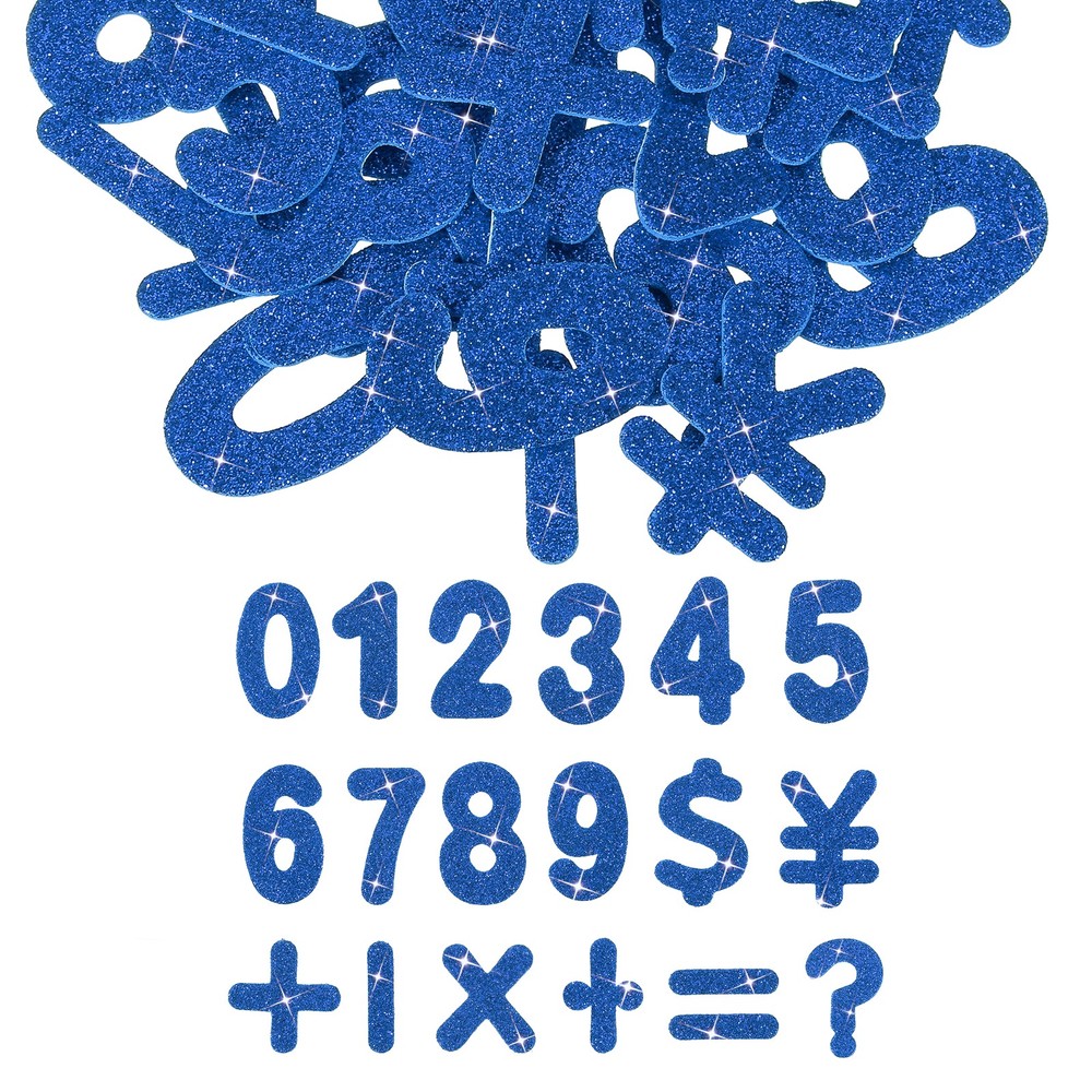 Number Foam Stickers, 72Pcs Numbers 0-9 EVA Self Adhesive Glitters, Blue