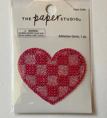2-inch Rhinestone & Glitter Pink Heart Adhesive Gem/Sticker, Embellishment/Bling