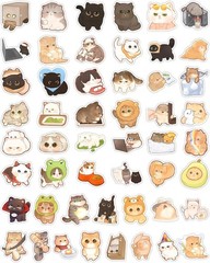 100 Pcs Kawaii Cat Stickers Pack for Kids Girls Boys Adults | Cute Cartoon Ki…