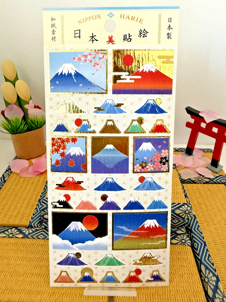 Japanese Washi Stickers Mount Fuji Red Fuji Sunrise Gold Fuji Gift Tokyo Japan