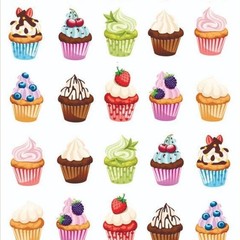 Violette Stickers – Cupcakes – 2 Mini Cupcake Sticker Sheets – Scrapbooks Crafts