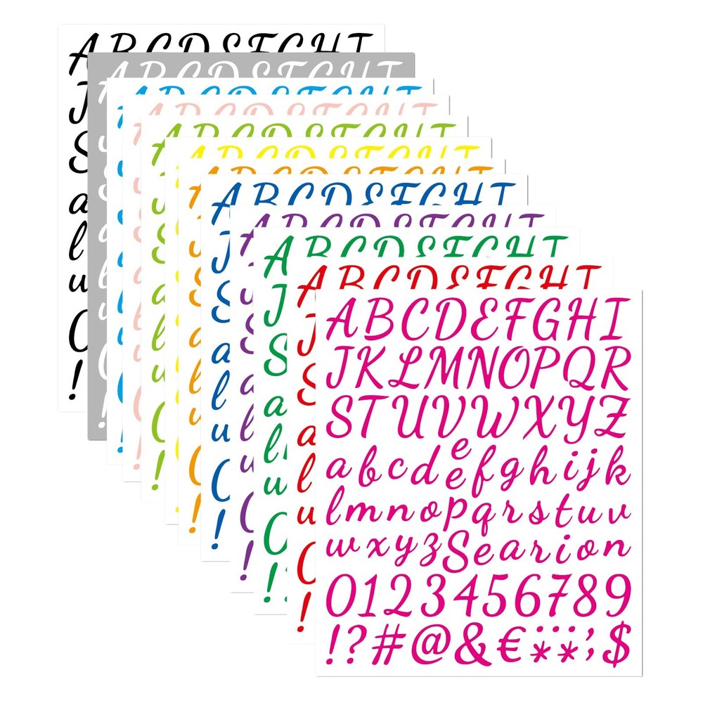 12 Sheets Alphabet Stickers, 912 Total, Multicolor, Vinyl, Waterproof, Custom…