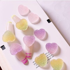 50 pcs Jelly Sugar Soft Heart Candy Flatback Charms, DIY Medium, 50 heart