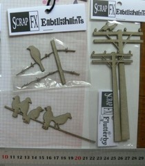 CHIPBOARD Die Cuts BIRDS Sitting Electricity Poles – 4 item Choice Scrap FX G