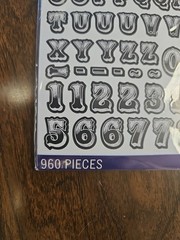 Sticko 5290054 Alphabet Stickers- Chalk Zebrawood Value Pack 960 Pieces NIP B&W