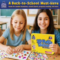 3D Puffy Stickers for Kids – 40 Sheets, 950+ Foam Stickers for Toddler Girls & B
