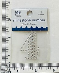 Number 4 Rhinestone Sticker 1.5″ Clear Silver Glitter Scrapbook Monogram Bling