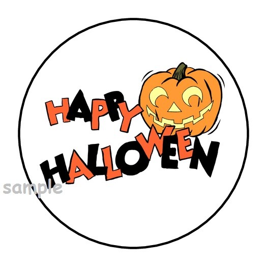 30 HAPPY HALLOWEEN PUMPKIN ENVELOPE SEALS LABELS STICKERS 1.5″ ROUND GIFTS FAVOR