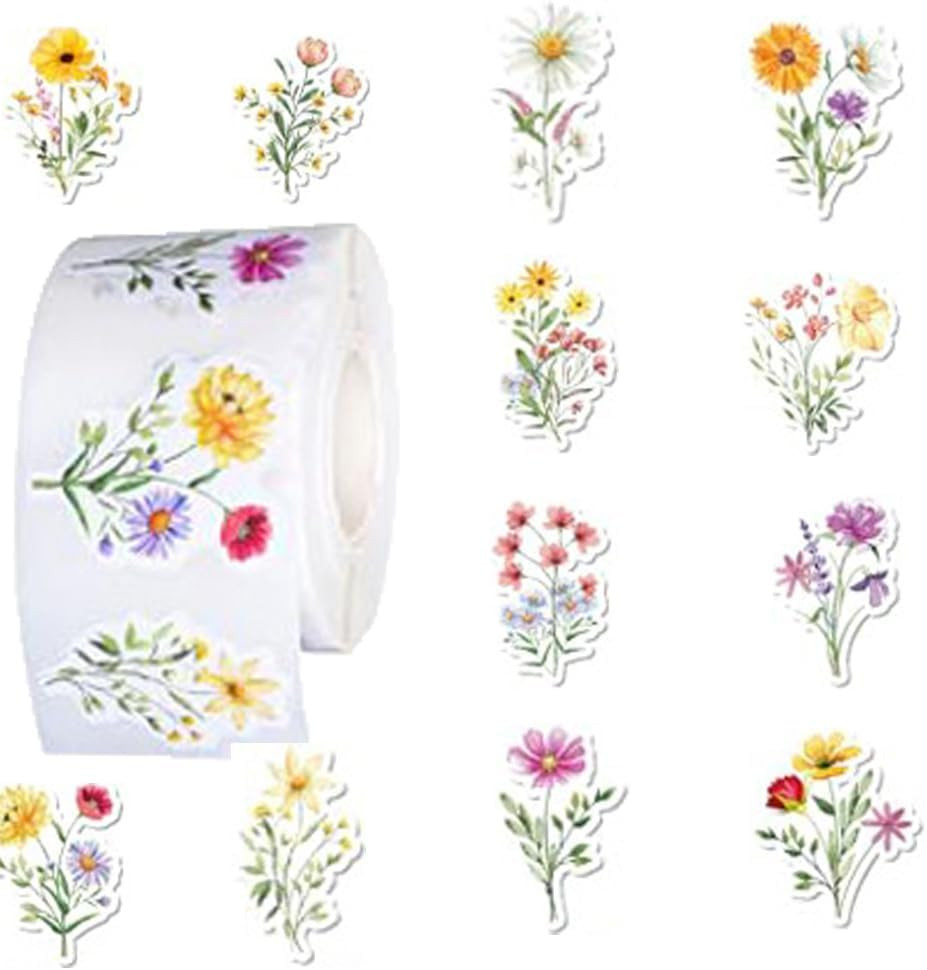 Wildflower Stickers,400Pcs Spring Flower Theme Stickers Waterproof Label Sticker
