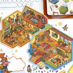 4 Sets Large Size 3D Miniature Scene Stickers,DIY House Sticker Therapy for A…