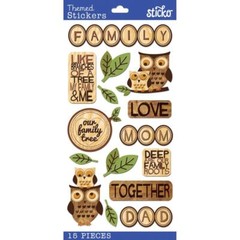 Crafts Stickers Sticko Wood Family & Me Owls Tree Mom Dad Together Deep Roots