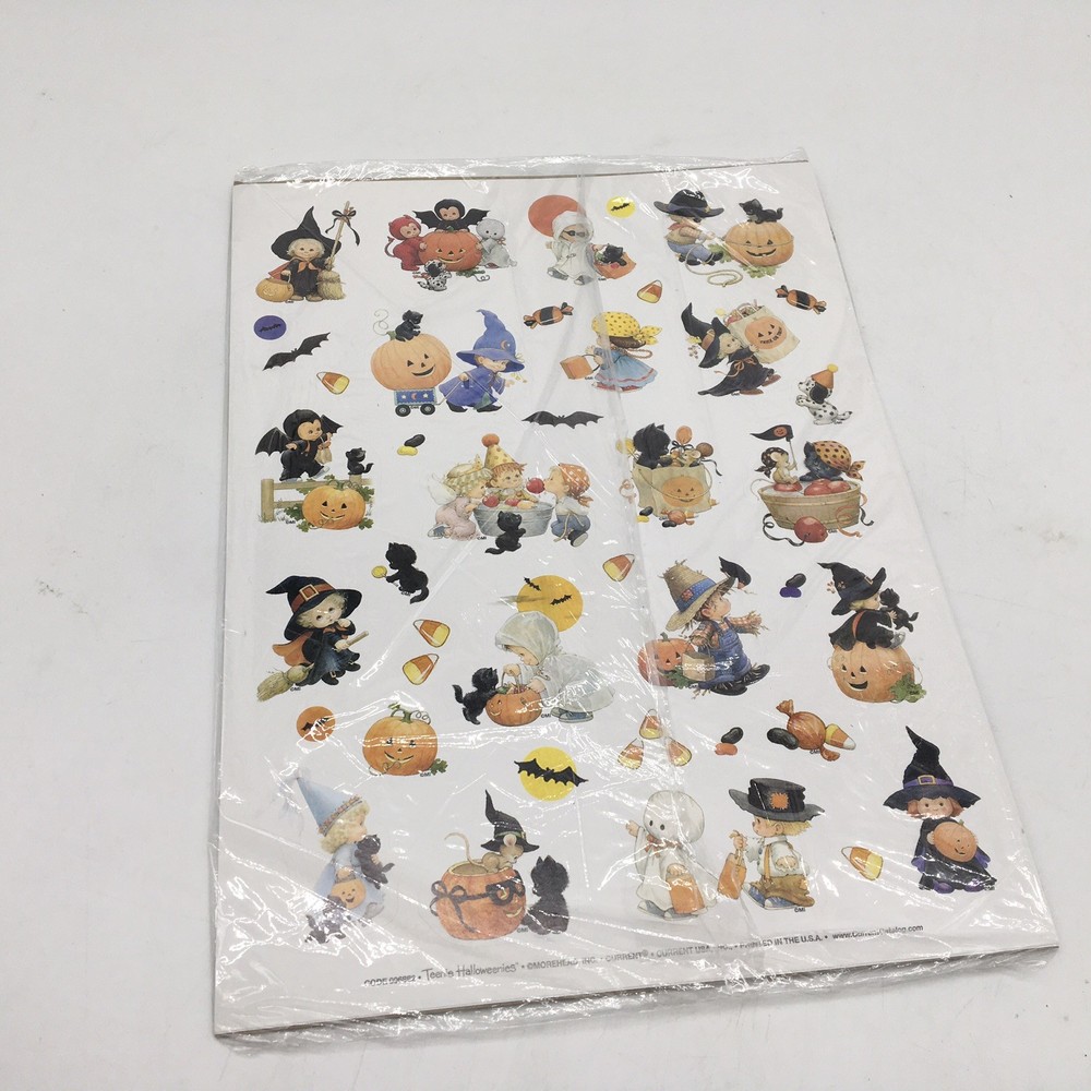 120 Vtg Ruth Morehead Current Teenie Halloweenies Halloween Stickers 3 Sheets