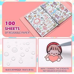 Reusable Sticker Album with 100 Sheets, Collecting Book with Pockets, A5