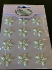 DAWN BIBBY 3D ADHESIVE GEMSTONE PEARL AND CLEAR GEMSTONE FLOWER 12 PCS